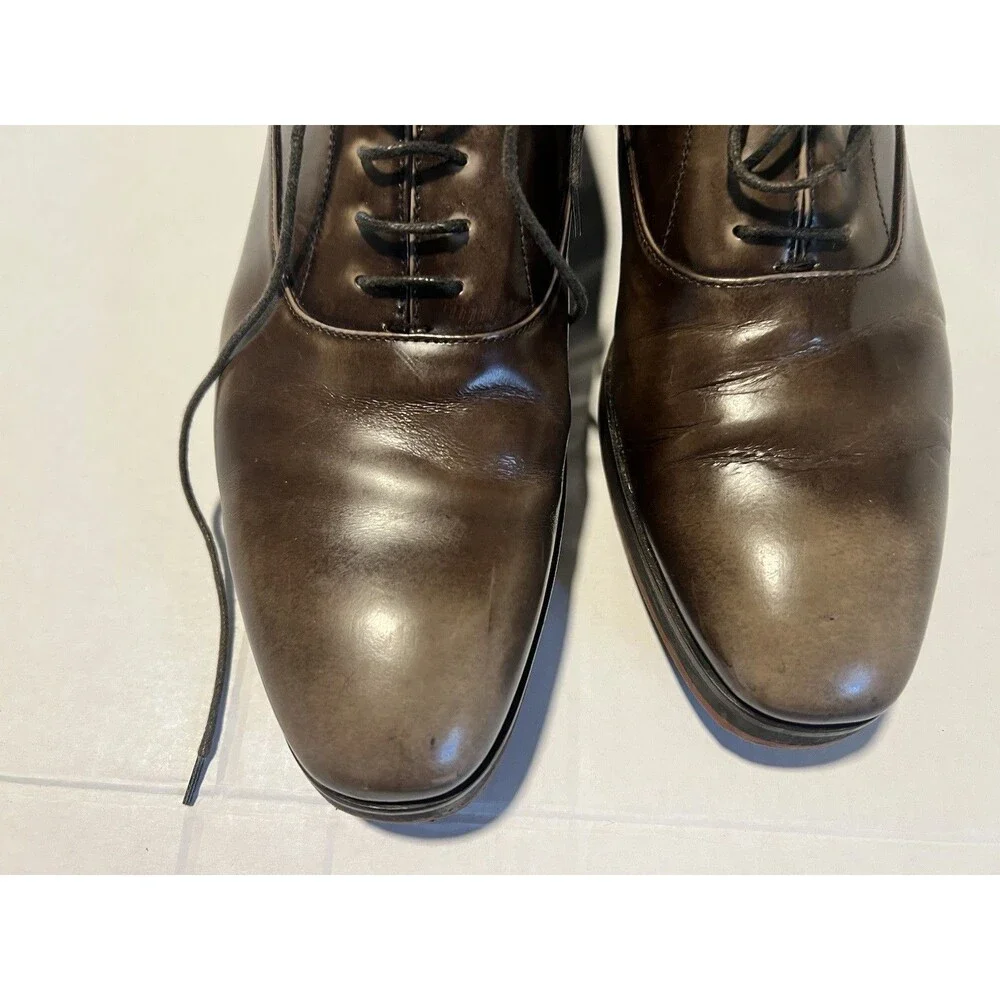 Prada leather Shoes Men 10 Brown Lace Oxford - Picture 10 of 12